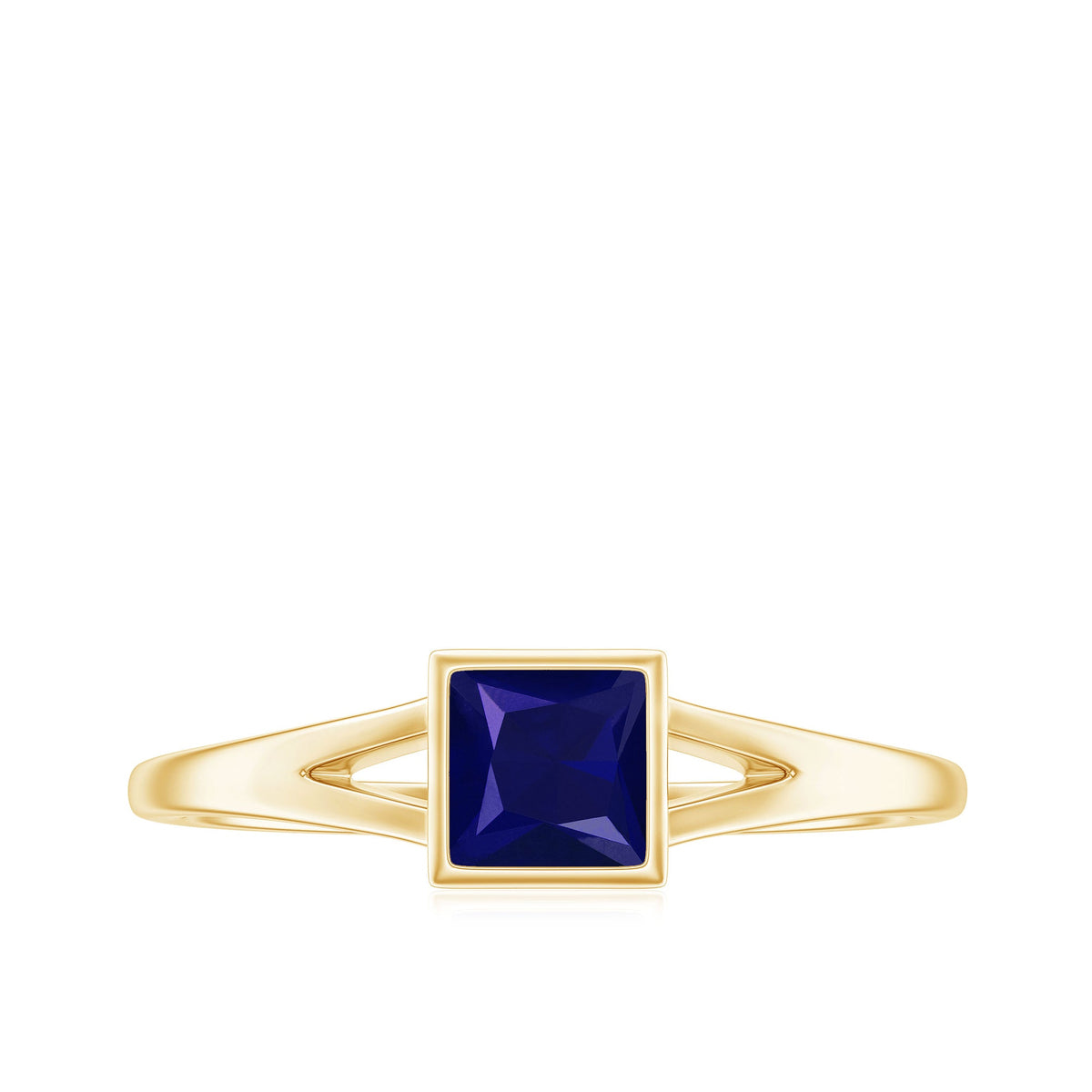 Princess Cut 0.4 Carat Blue Sapphire Solitaire Promise Ring in Split Shank