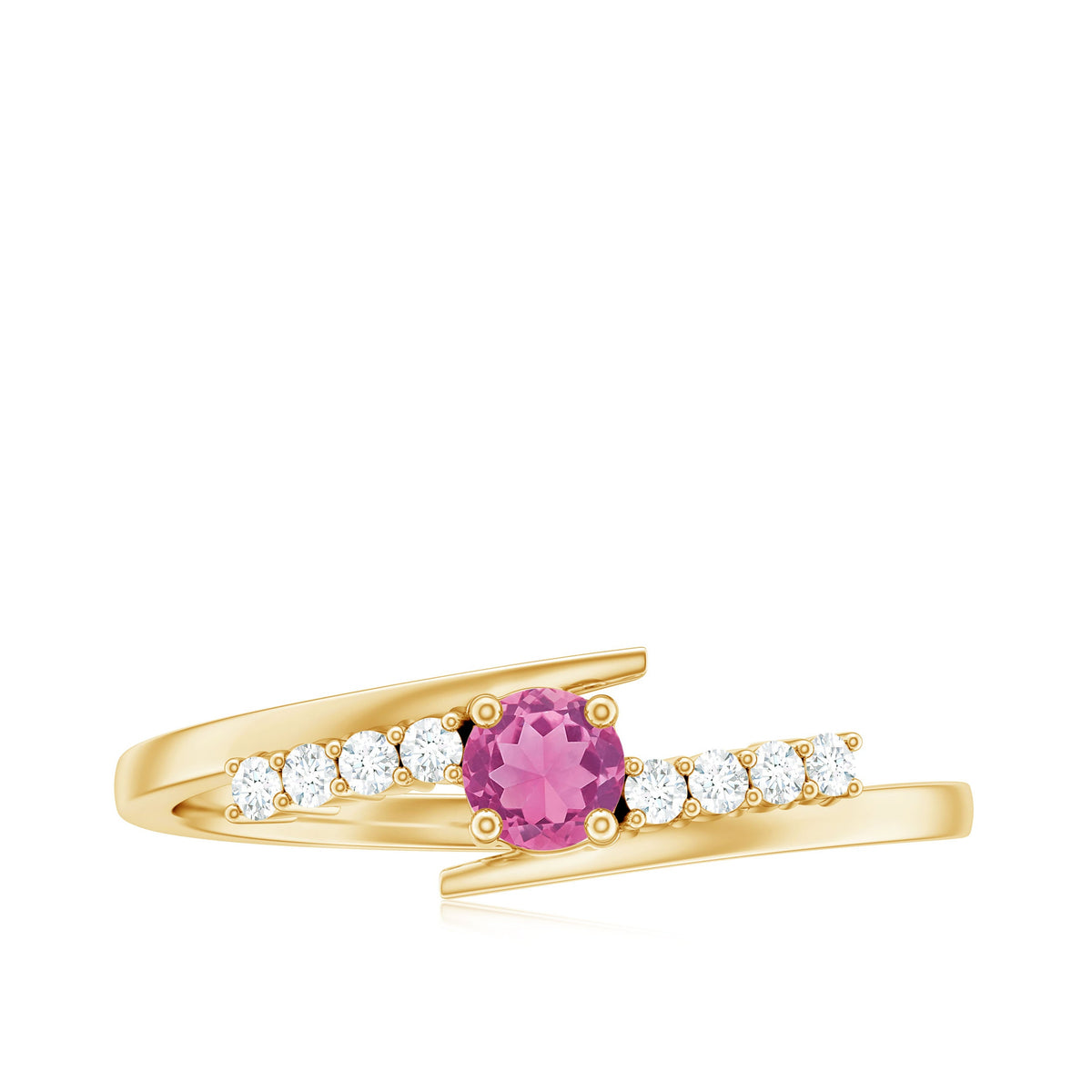 Minimal Pink Tourmaline and Diamond Bypass Promise Ring