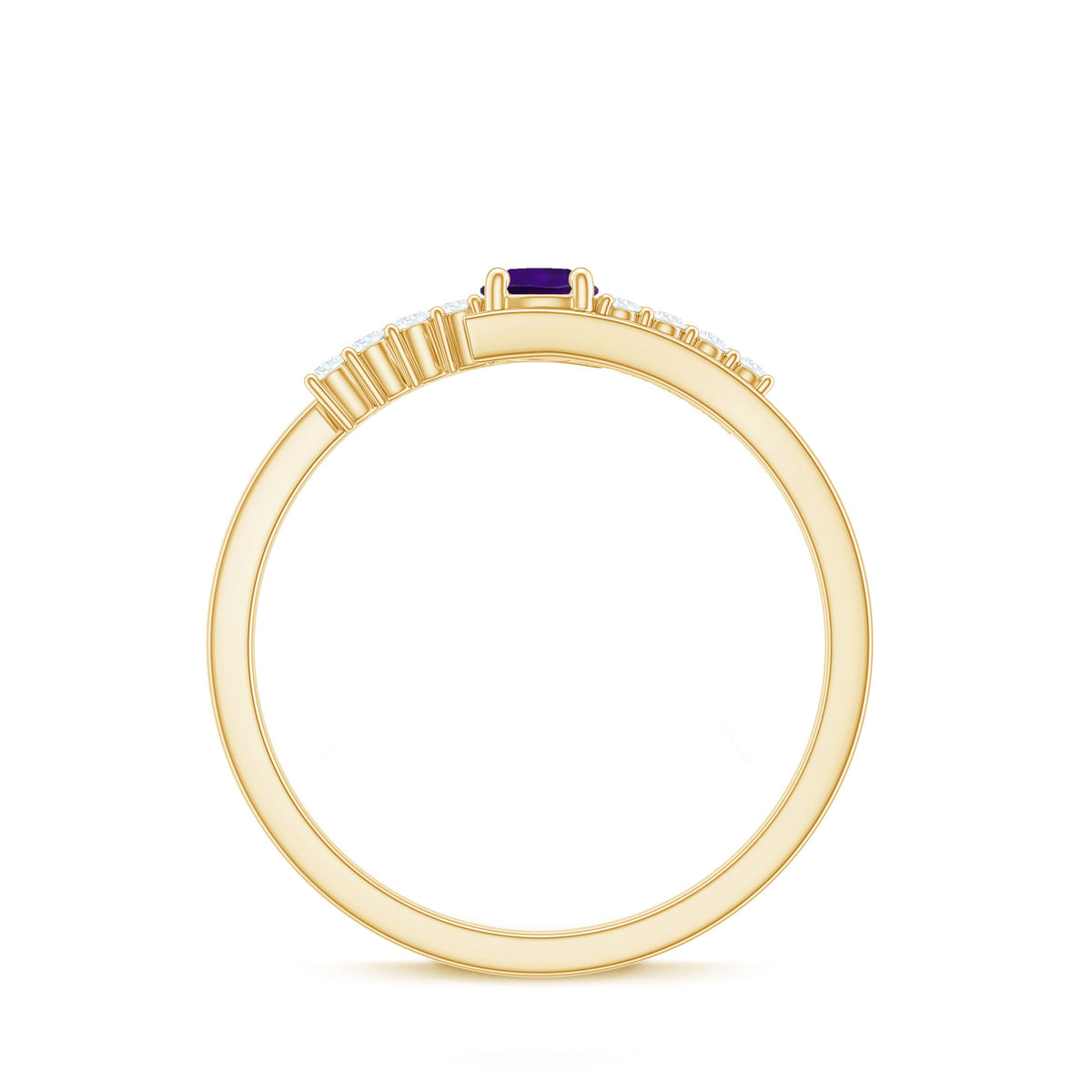 Real Amethyst and Diamond Bypass Promise Ring with Certificate