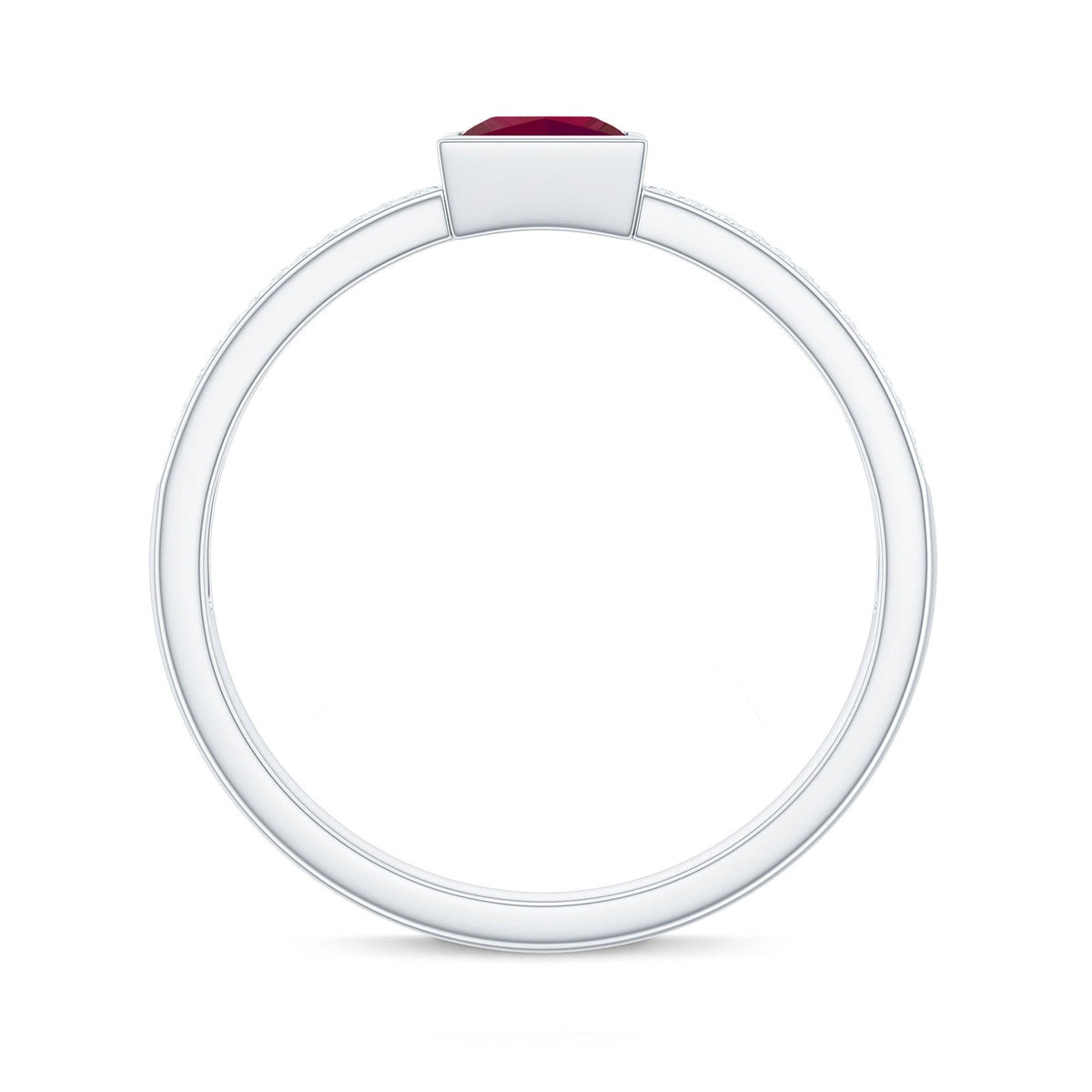 Natural 0.8 Carat Ruby Princess Cut Engagement Ring with Diamond