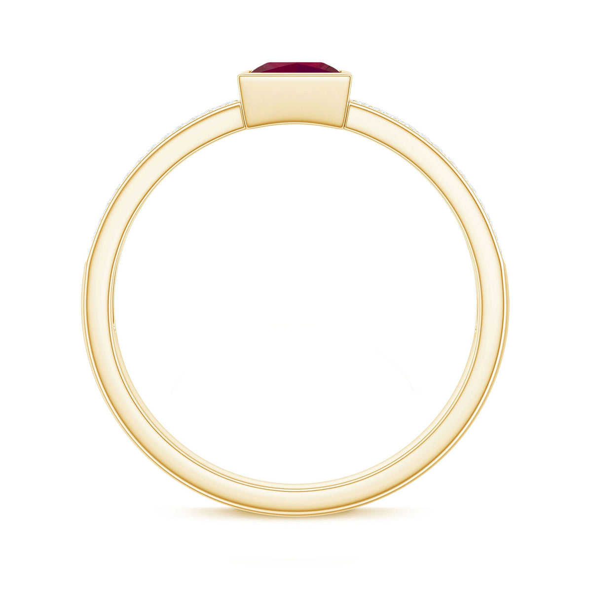Natural 0.8 Carat Ruby Princess Cut Engagement Ring with Diamond