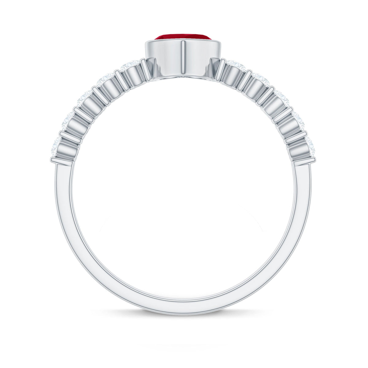 Real 0.6 Carat Ruby Heart Promise Ring with Diamond