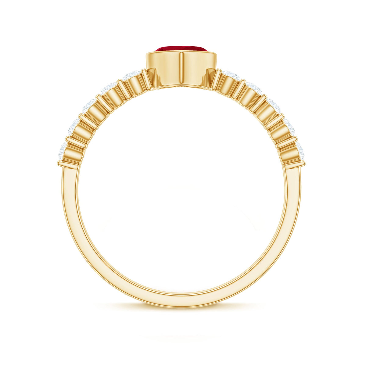 Real 0.6 Carat Ruby Heart Promise Ring with Diamond