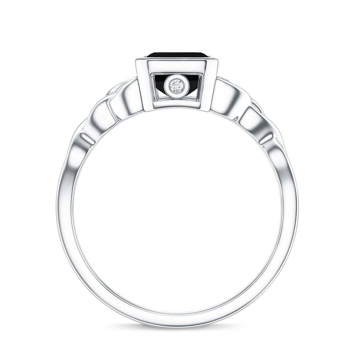 1.6 Carat Lab Grown Black Diamond Celtic Knot Engagement Ring with Surprise White Diamond