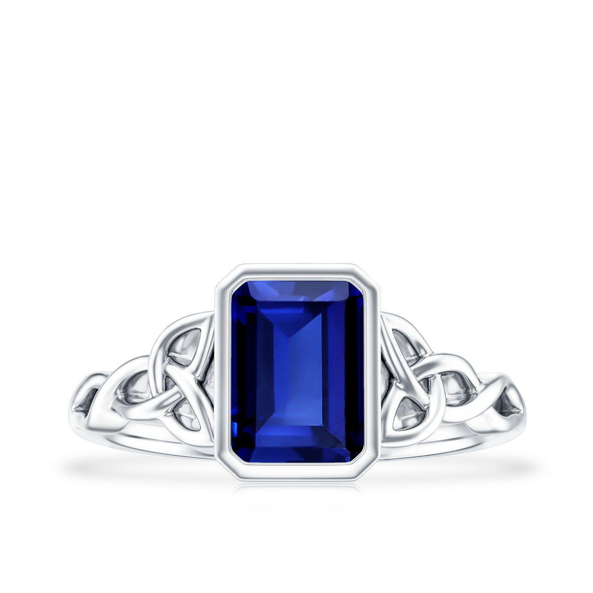 Solitaire Created Blue Sapphire Celtic Engagement Ring