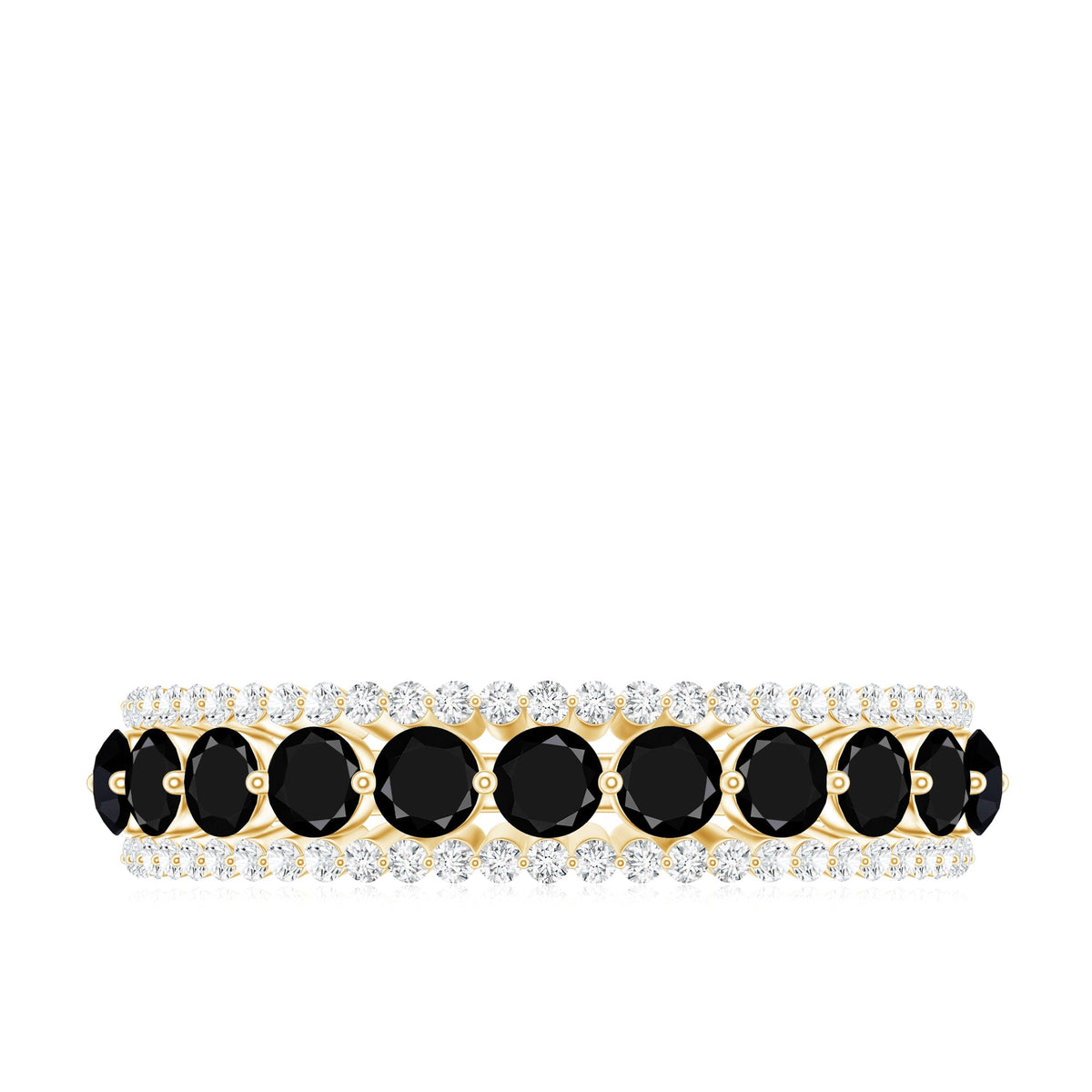 Natural Black Spinel Diamond Half Eternity Ring for Anniversary