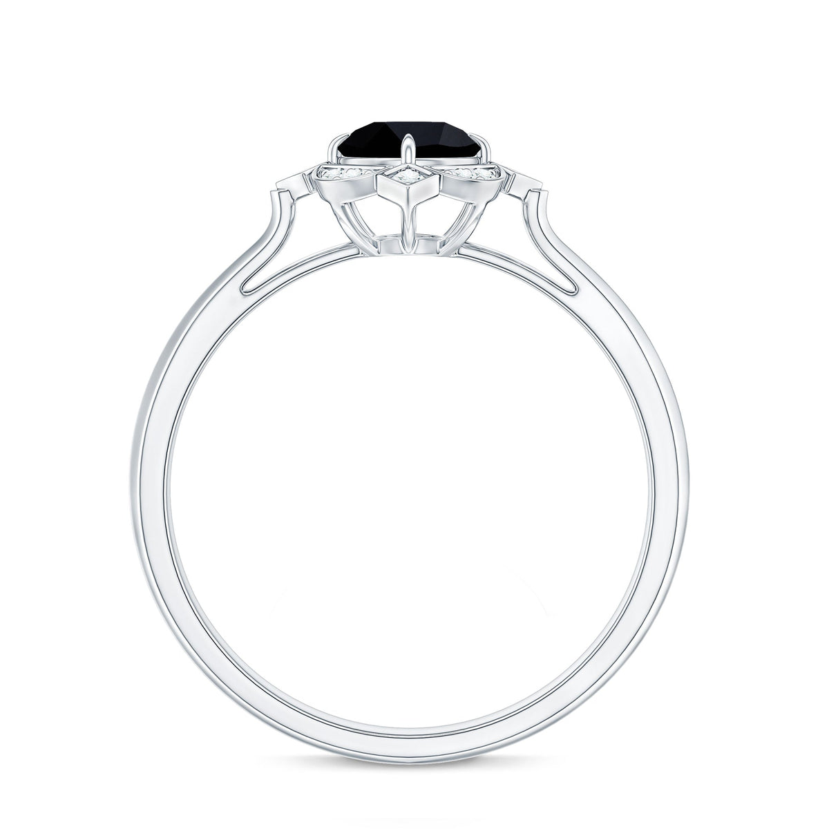 Vintage Looking 0.8 Carat Lab Grown Black and White Diamond Engagement Ring