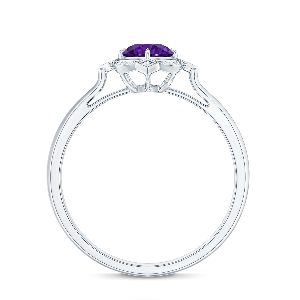 Vintage looking Amethyst Engagement Ring with Diamond for Women