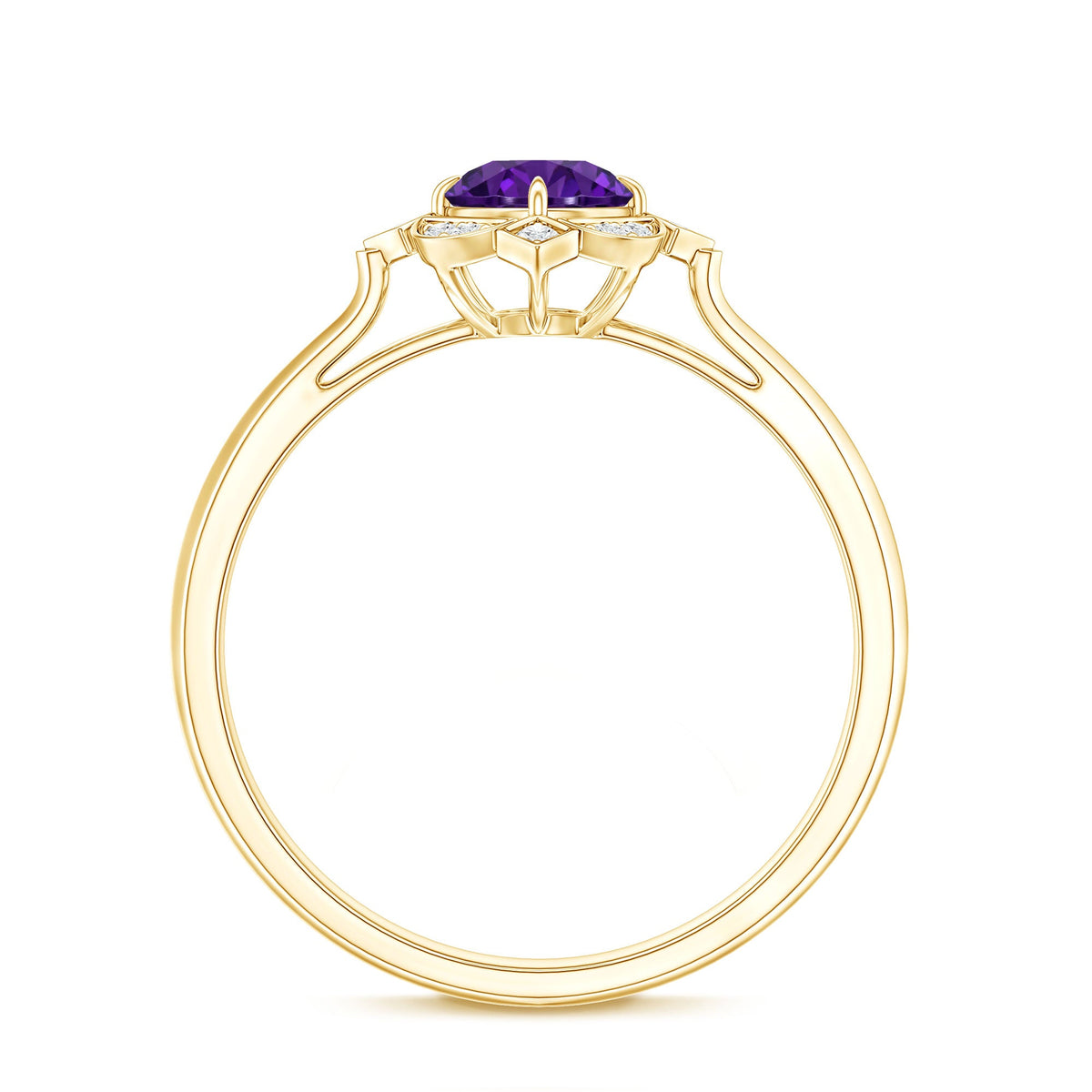 Vintage looking Amethyst Engagement Ring with Diamond for Women