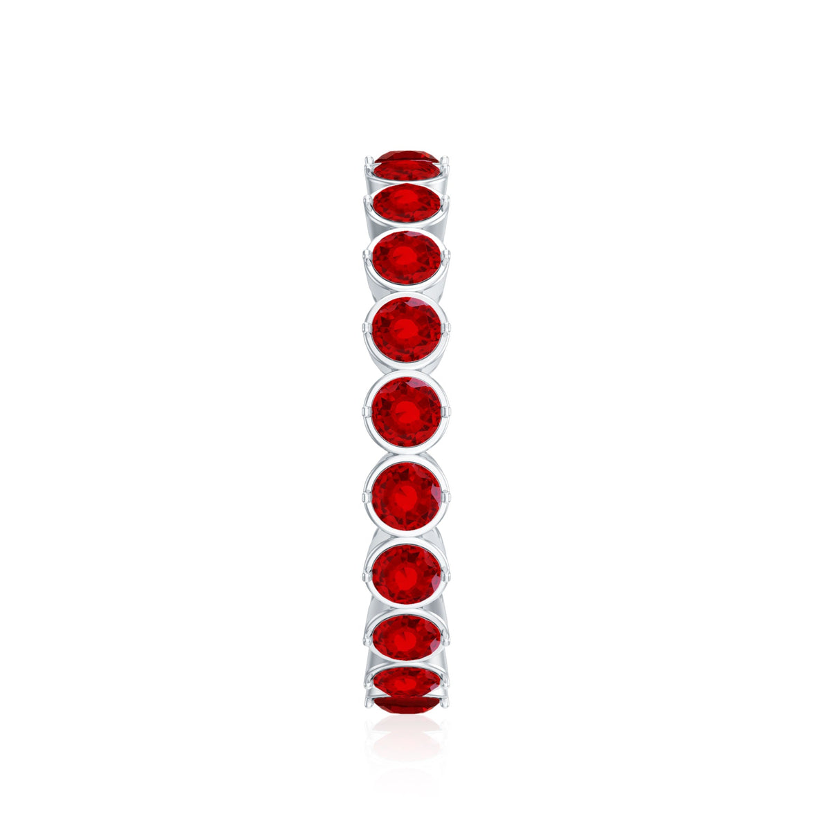 Round Lab Created Ruby Full Eternity Ring in Prong Setting
