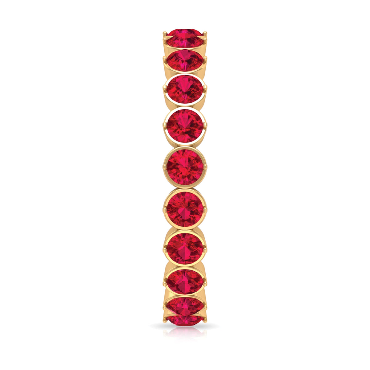 Round Lab Created Ruby Full Eternity Ring in Prong Setting