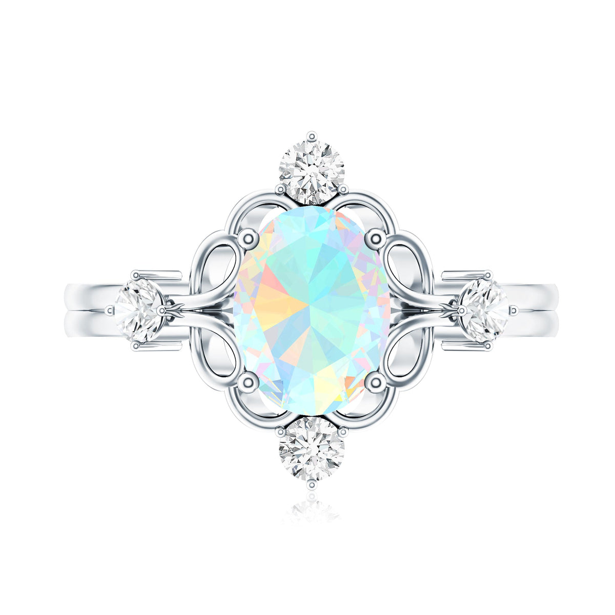 Designer Ethiopian Opal and Diamond  Engagement Ring