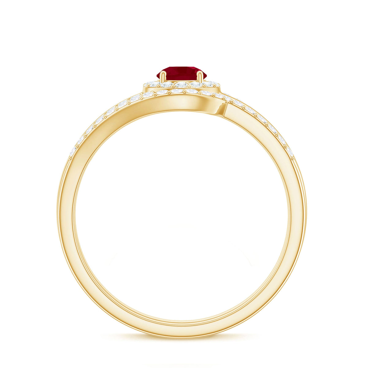 Natural Ruby Diamond Wedding Bridal Ring Set for Women