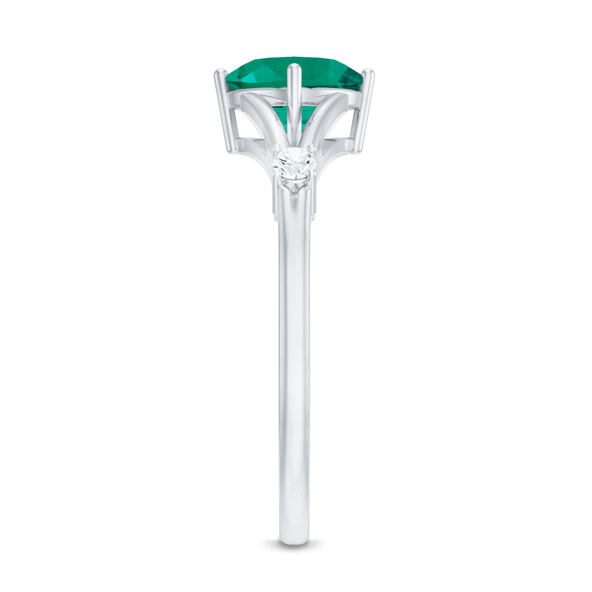 Certified 0.9 Carat Cushion Cut Lab Grown Emerald Diamond Engagement Ring with Split Shank