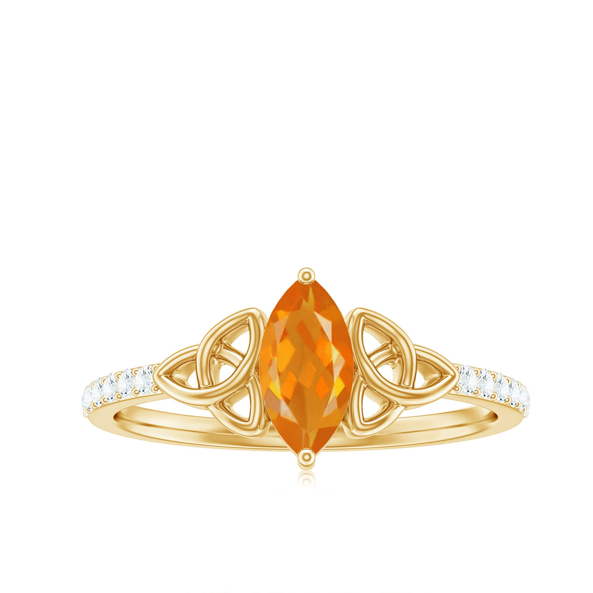 Marquise Cut Fire Opal Celtic Knot Engagement Ring with Diamond
