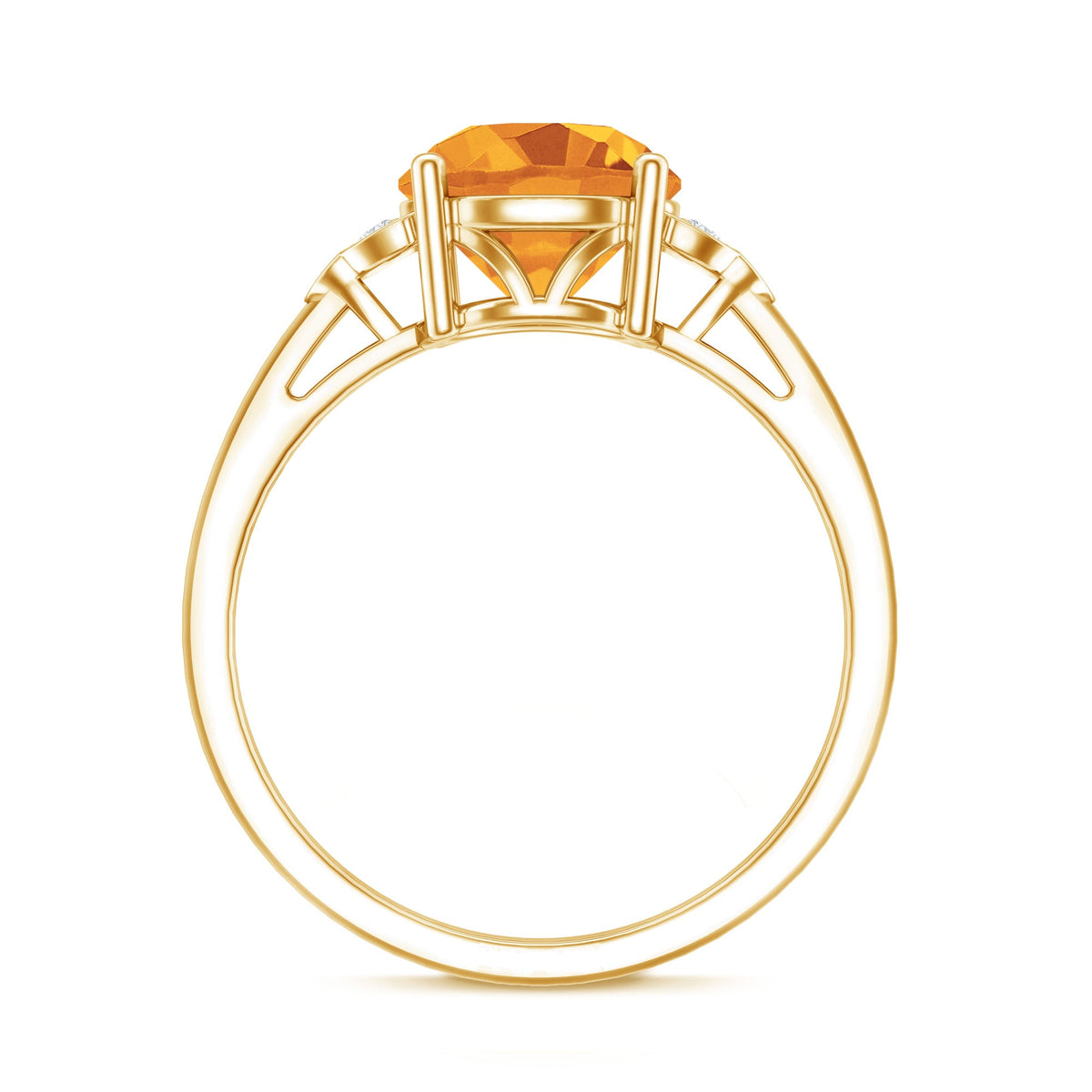 Natural 1.2 Carat Citrine Engagement Ring with Diamond Trio