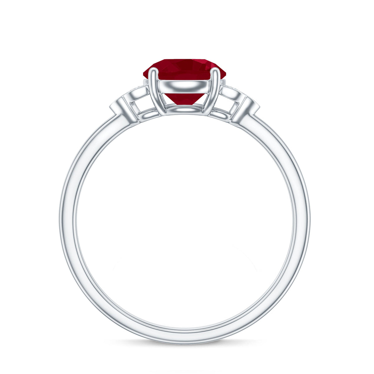 Real 0.6 Carat Ruby Promise Ring with Diamond Trio