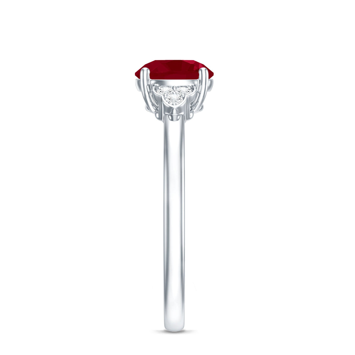 Real 0.6 Carat Ruby Promise Ring with Diamond Trio
