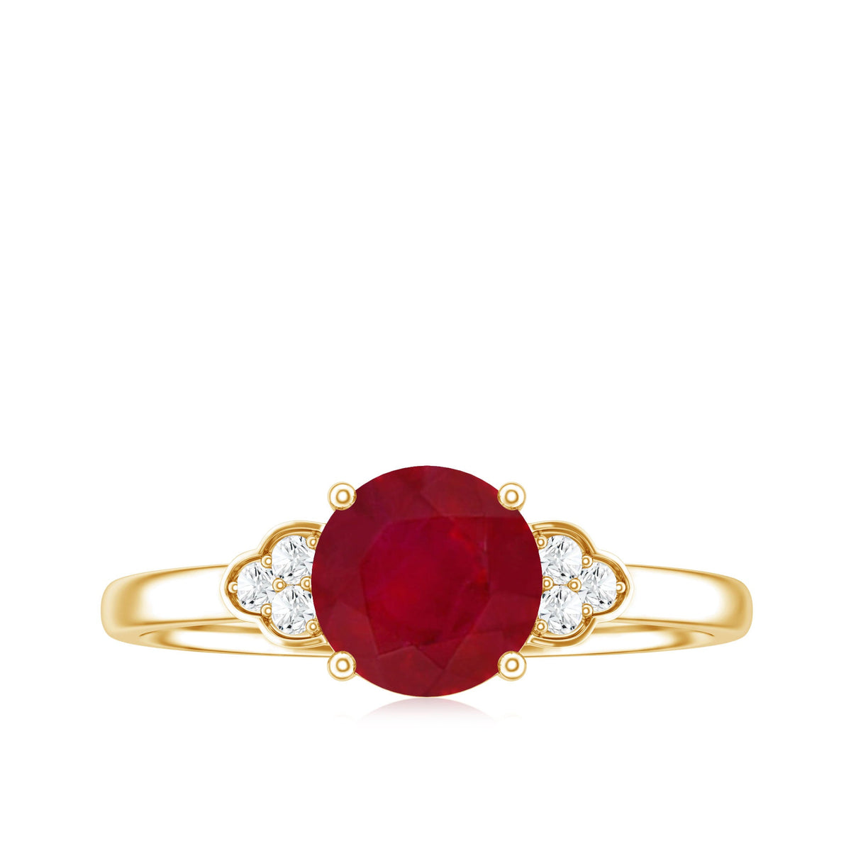Real 0.6 Carat Ruby Promise Ring with Diamond Trio