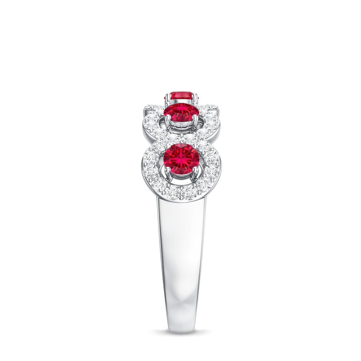 Classic Lab Grown Ruby and Diamond Halo Half Eternity Ring