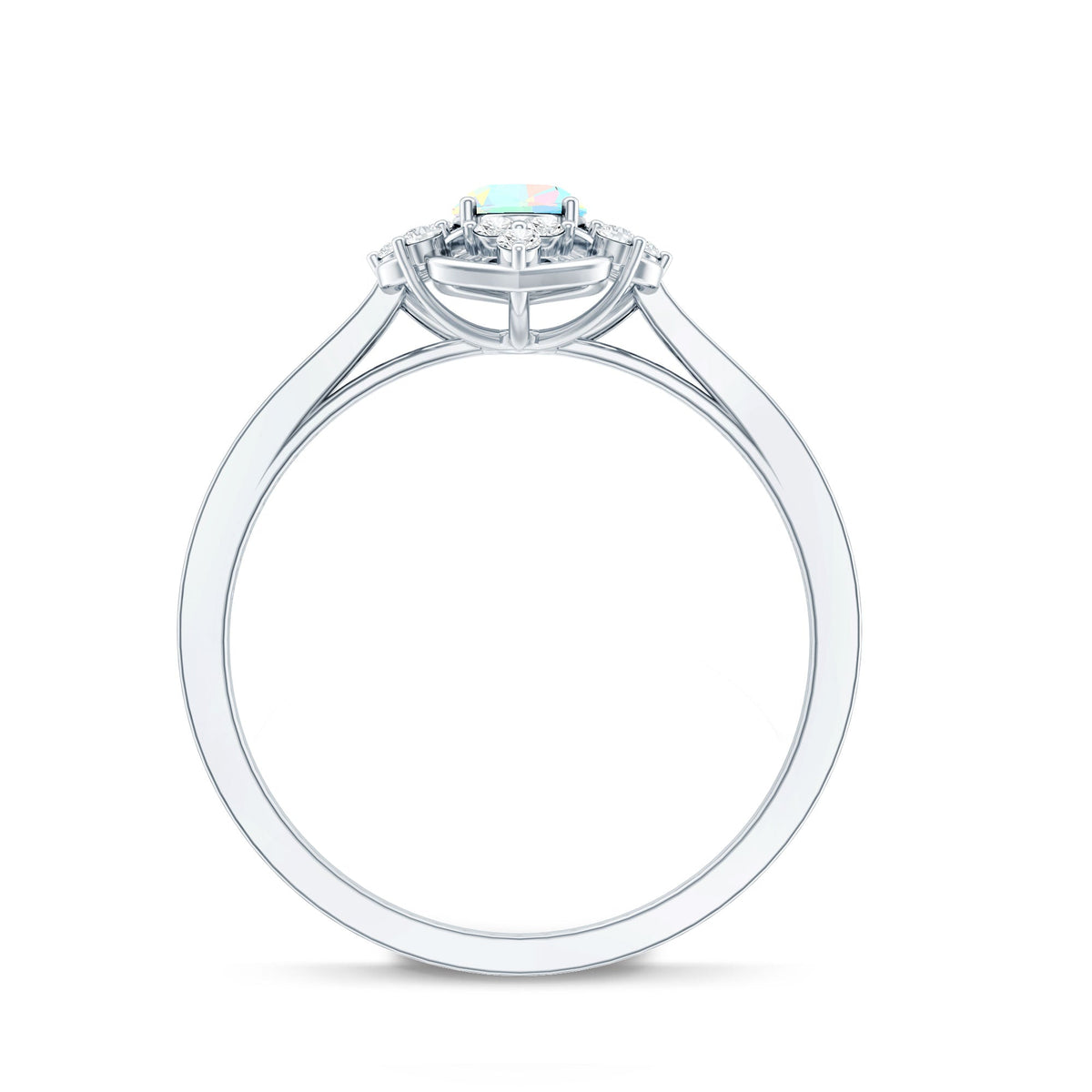 Natural Oval Ethiopian Rainbow Opal Vintage Looking Engagement Ring with Diamond