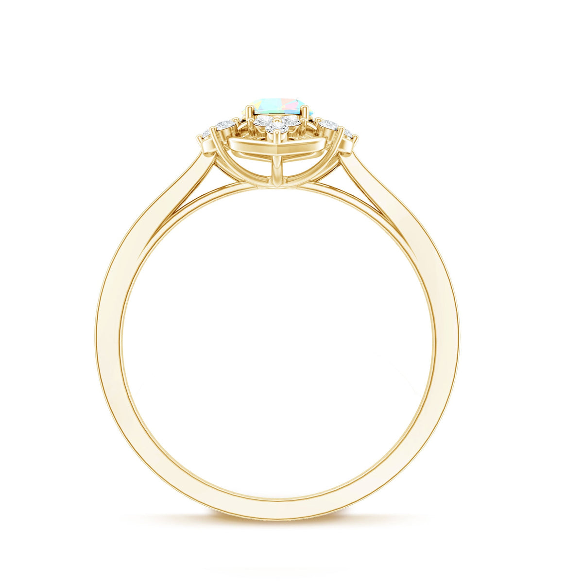 Natural Oval Ethiopian Rainbow Opal Vintage Looking Engagement Ring with Diamond