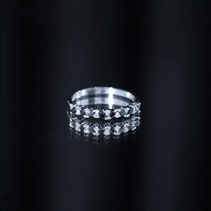 Natural Marquise Black Spinel Diamond Half Eternity Ring
