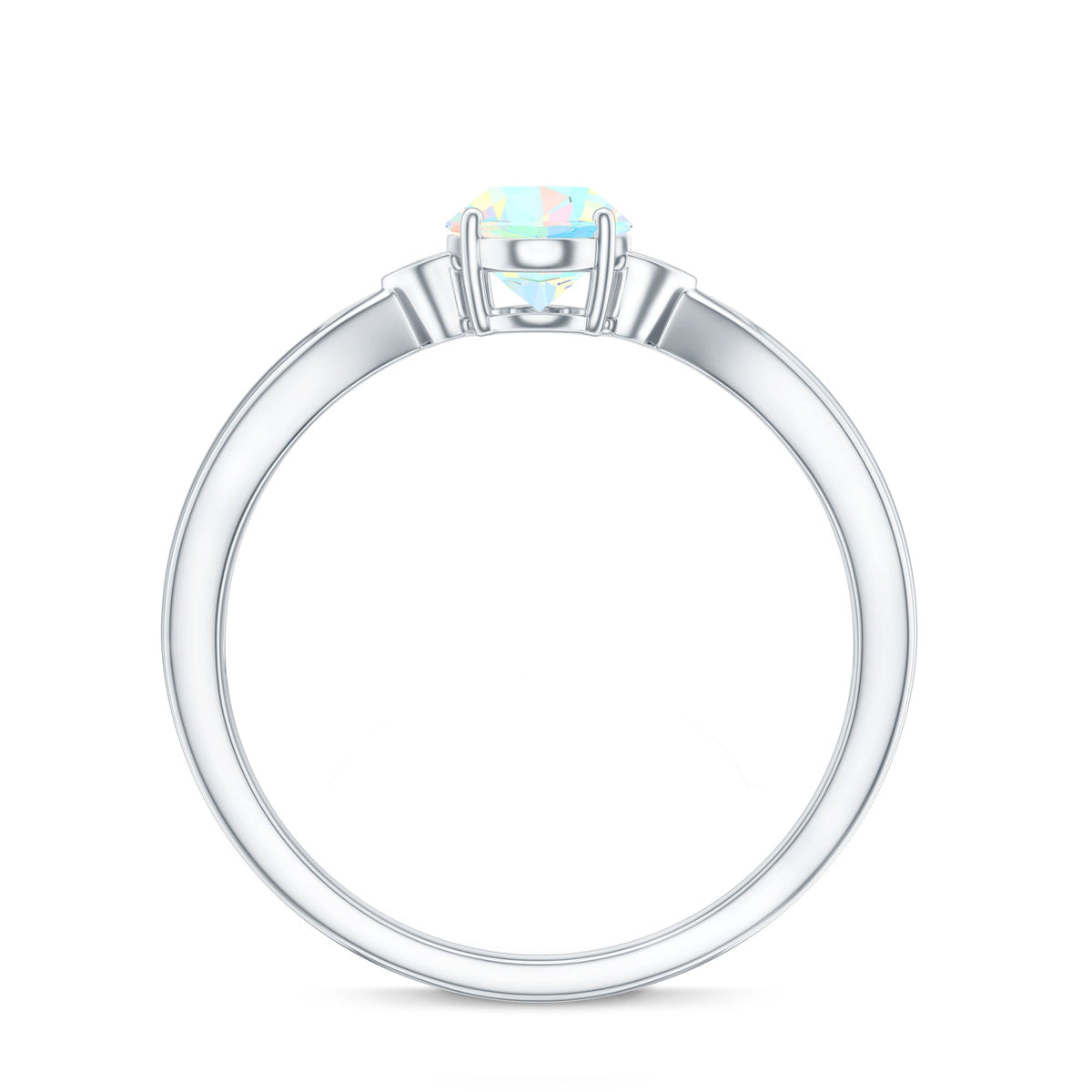 Natural Solitaire Ethiopian Opal Diamond Oval Engagement Ring With Pinched Shank