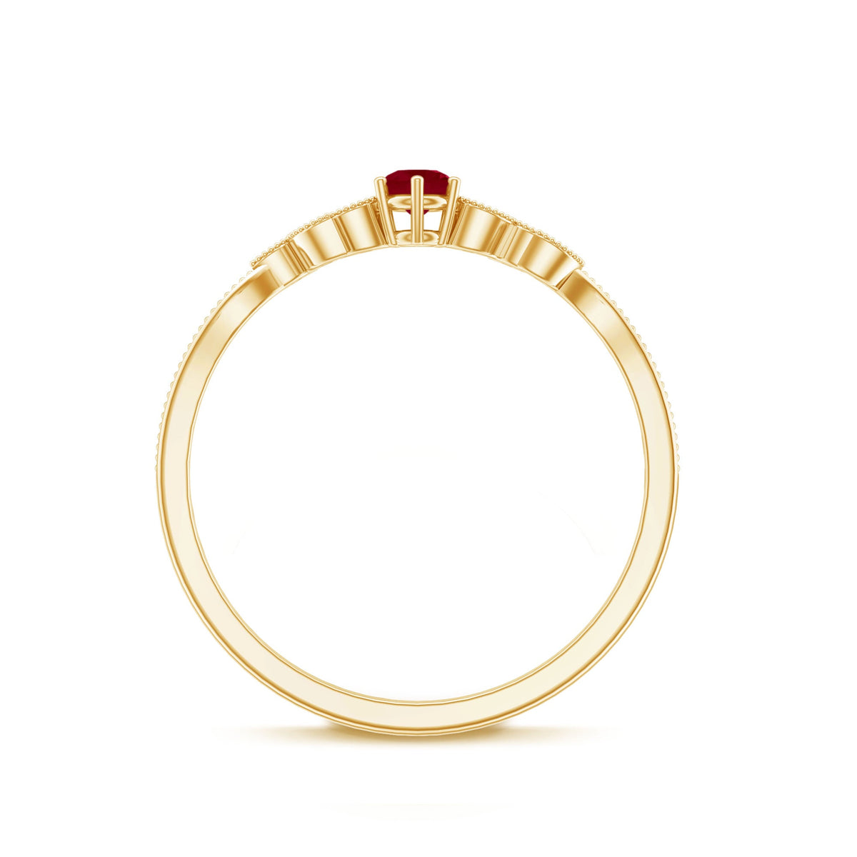 Certified Ruby and Diamond Leaf Branch Promise Ring