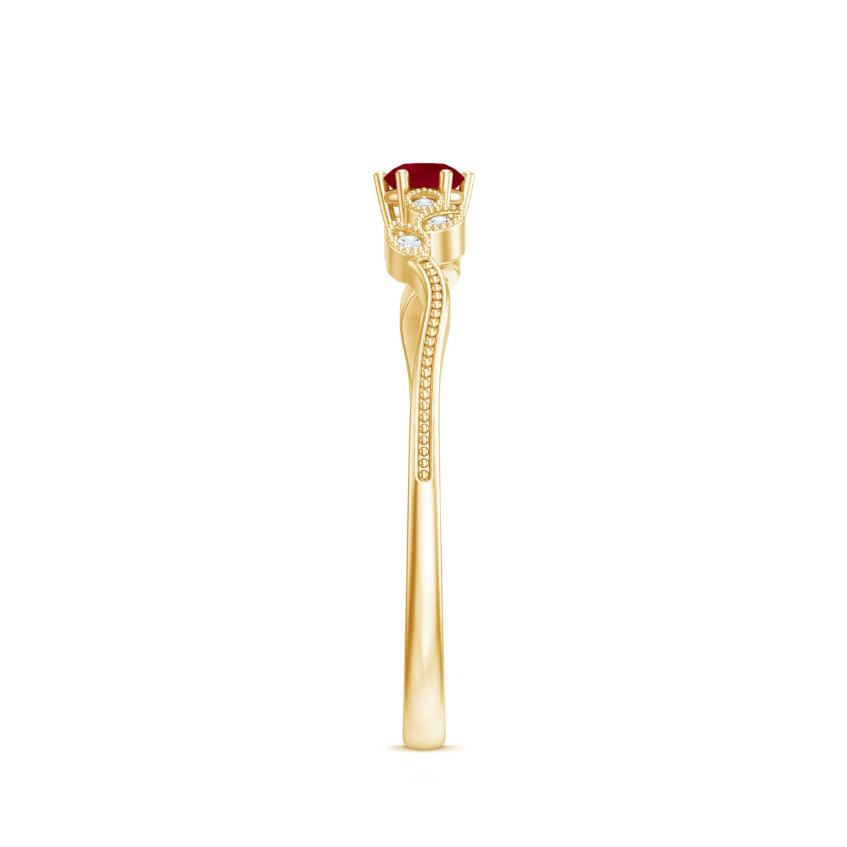 Certified Ruby and Diamond Leaf Branch Promise Ring