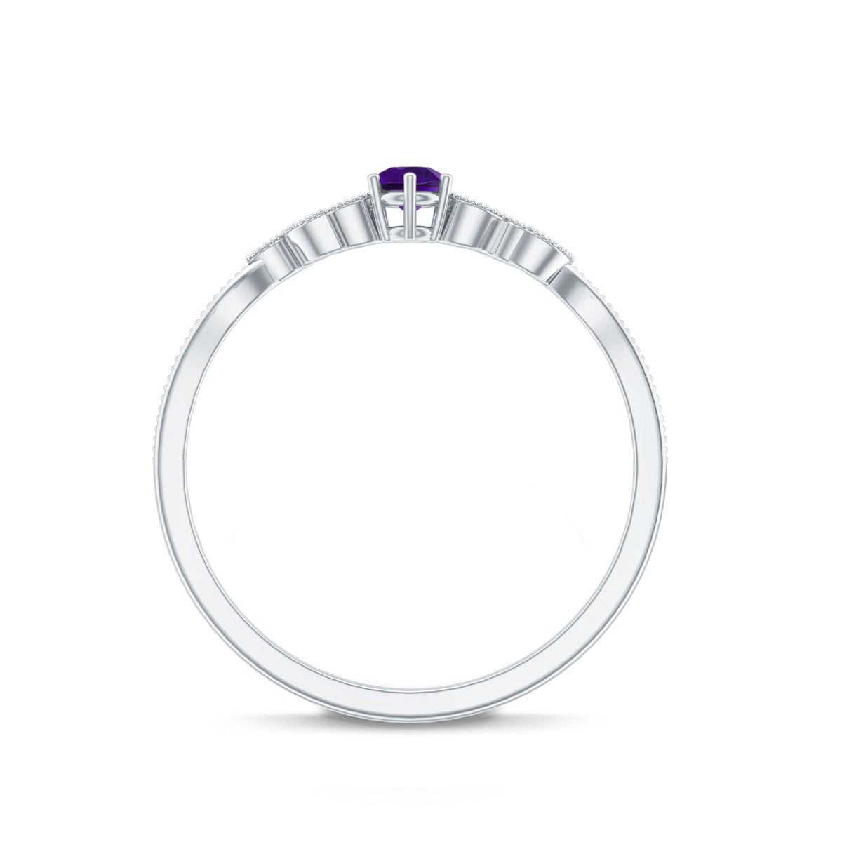 Nature Inspired Amethyst Promise Ring with Diamond
