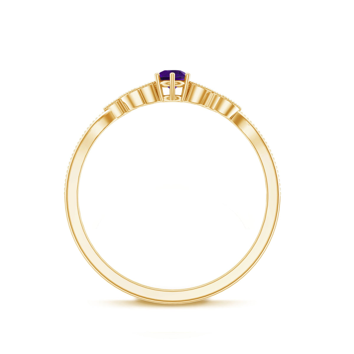 Nature Inspired Amethyst Promise Ring with Diamond