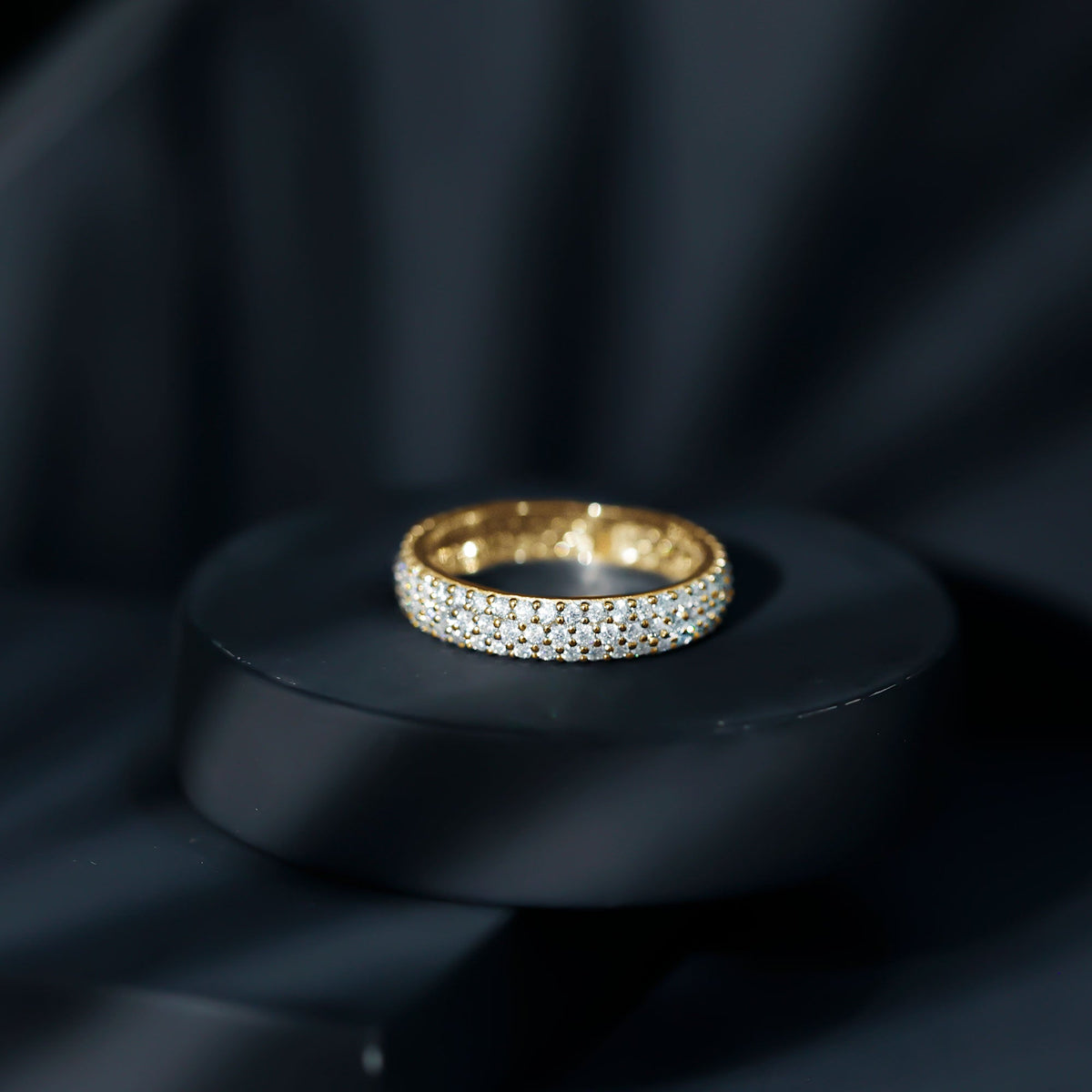 Triple Row Moissanite Classic Wedding Ring Band for Women