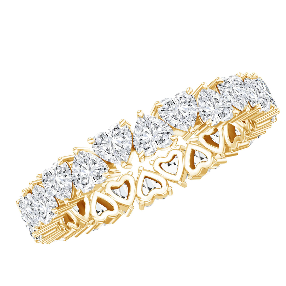 Claw Set Moissanite Heart Wedding Band for Women