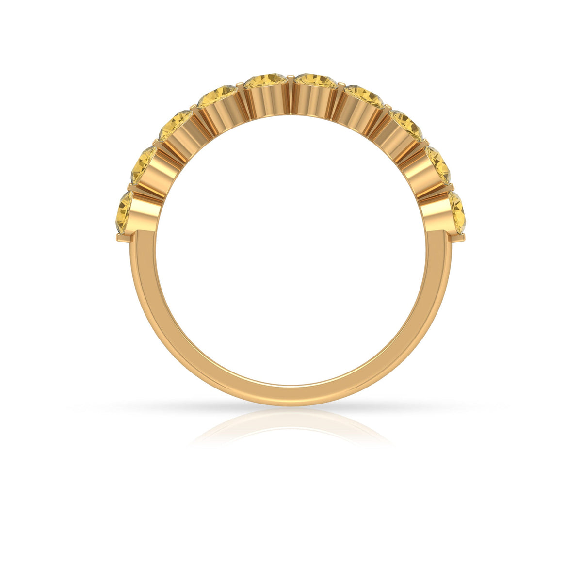 Simple Round Citrine Half Eternity Band Ring