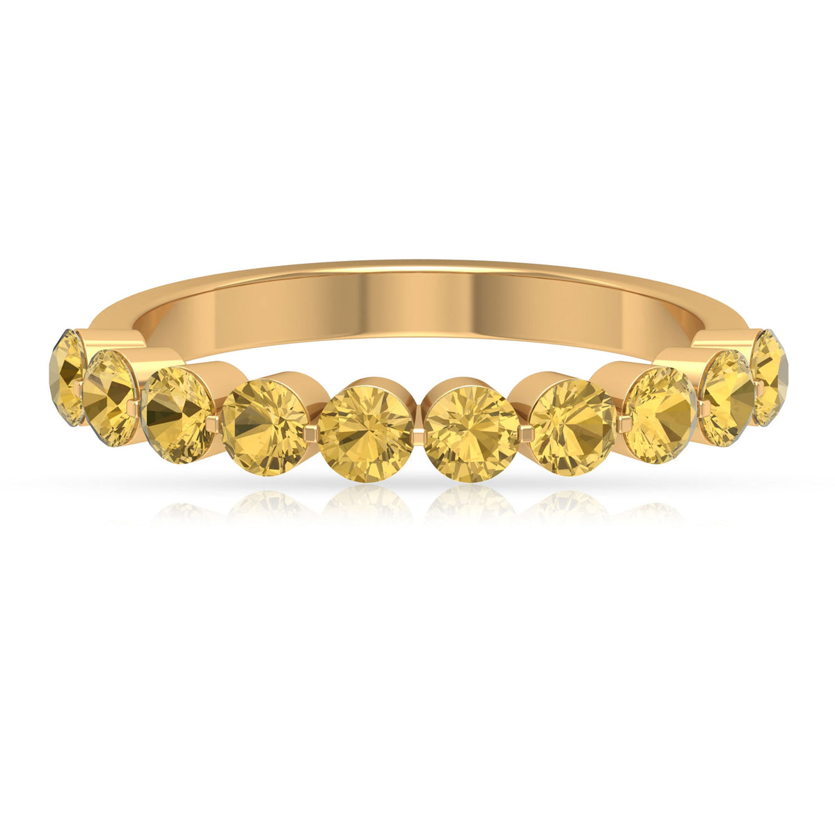 Simple Round Citrine Half Eternity Band Ring