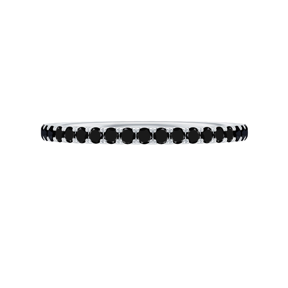 Certified Real Black Spinel Eternity Stackable Ring