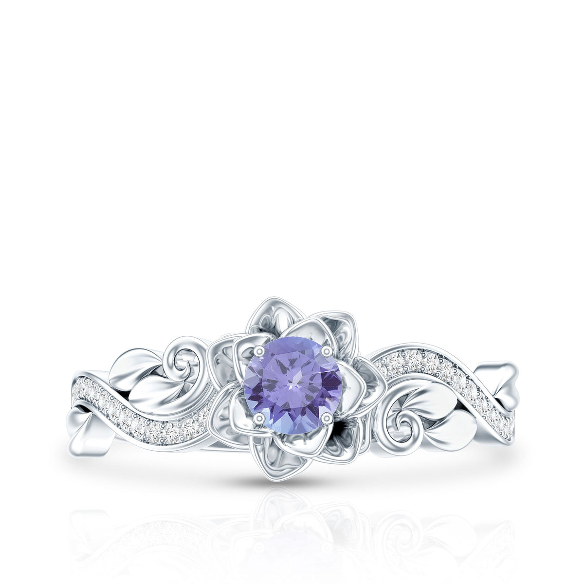 Nature Inspired Tanzanite Engagement Ring with Diamond