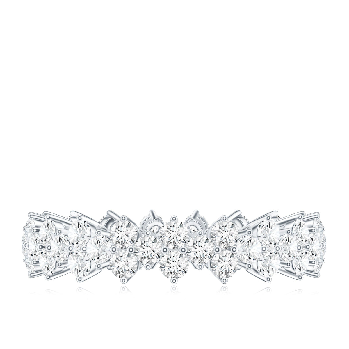 Cluster Wedding Band for Women with Moissanite