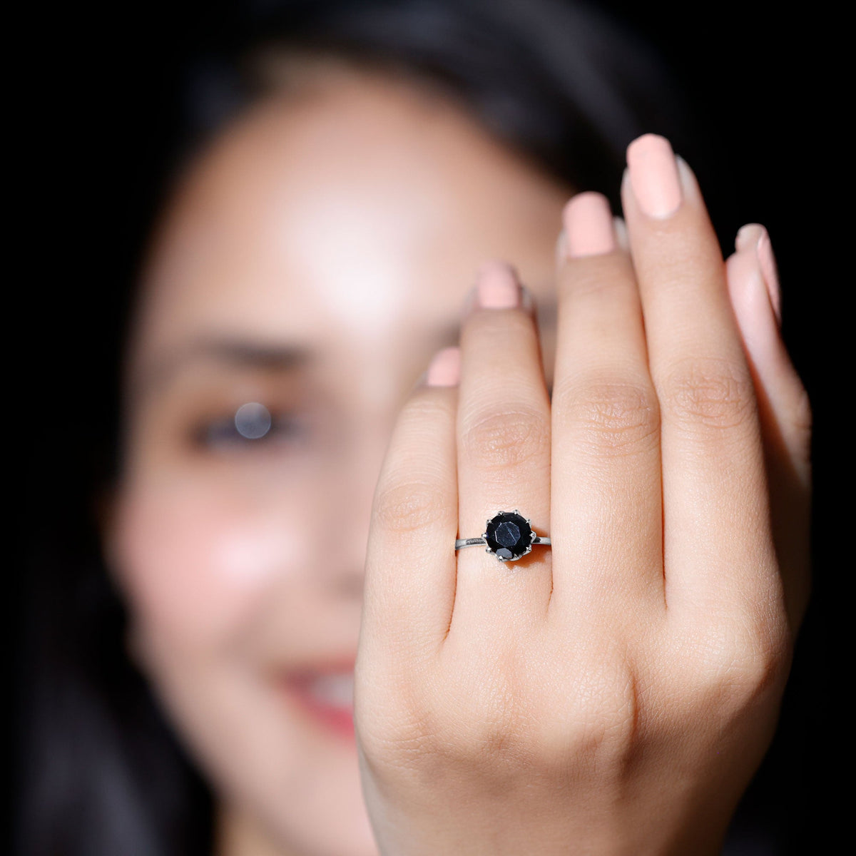 Certified 2 Carat Lab Grown Black Diamond Solitaire Engagement Ring