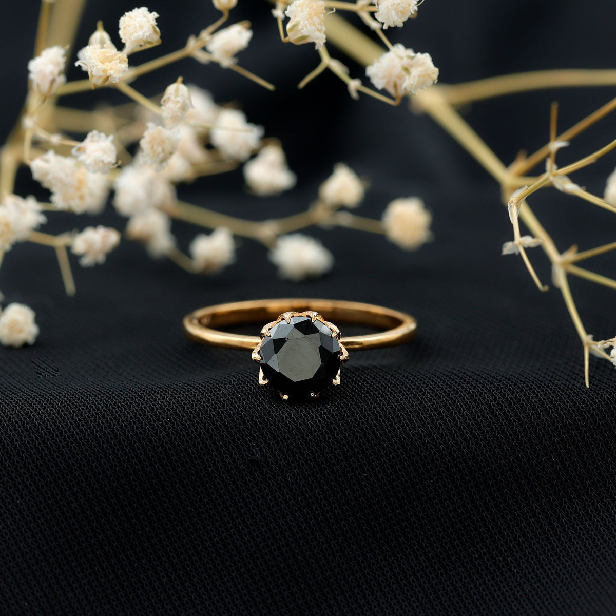 Certified 2 Carat Lab Grown Black Diamond Solitaire Engagement Ring