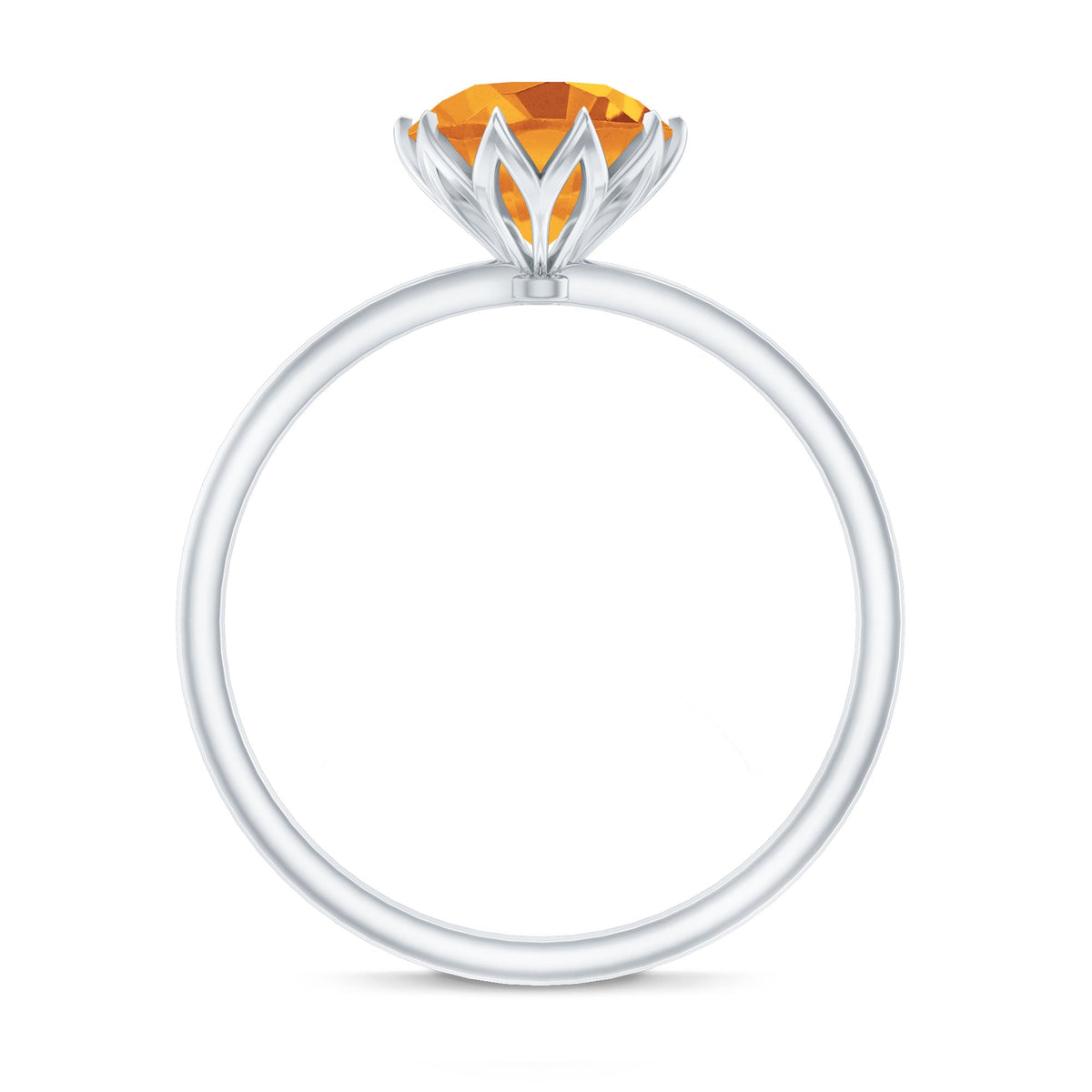 Real Solitaire Citrine Engagement Ring in Lotus Basket Setting