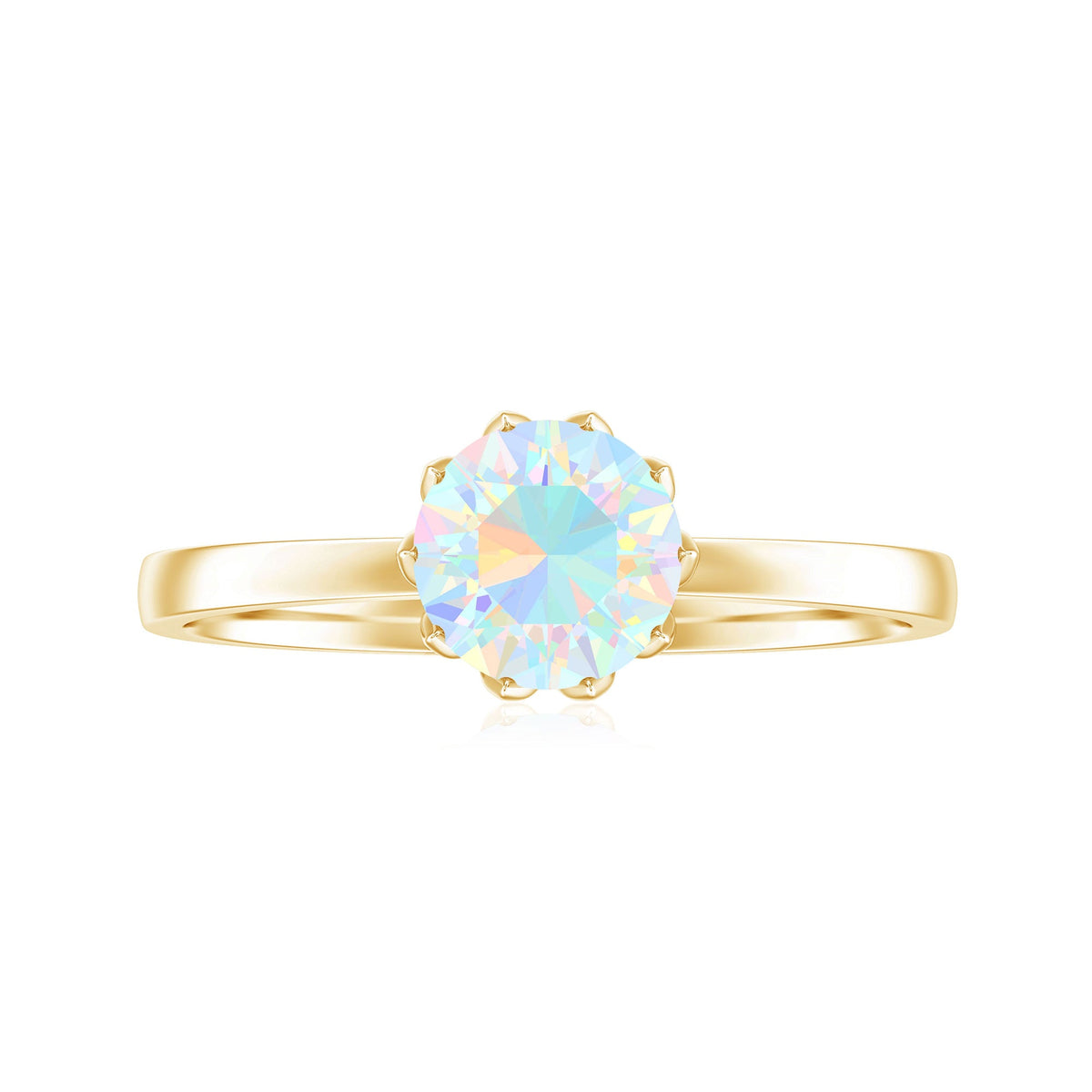 Natural 2 Cart Ethiopian Opal Engagement Ring in Lotus Basket Setting