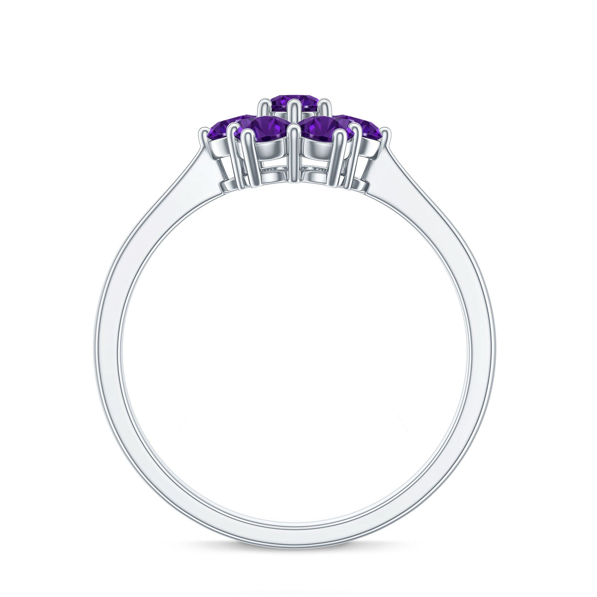 Round Shape Amethyst Cluster Flower Ring for Women