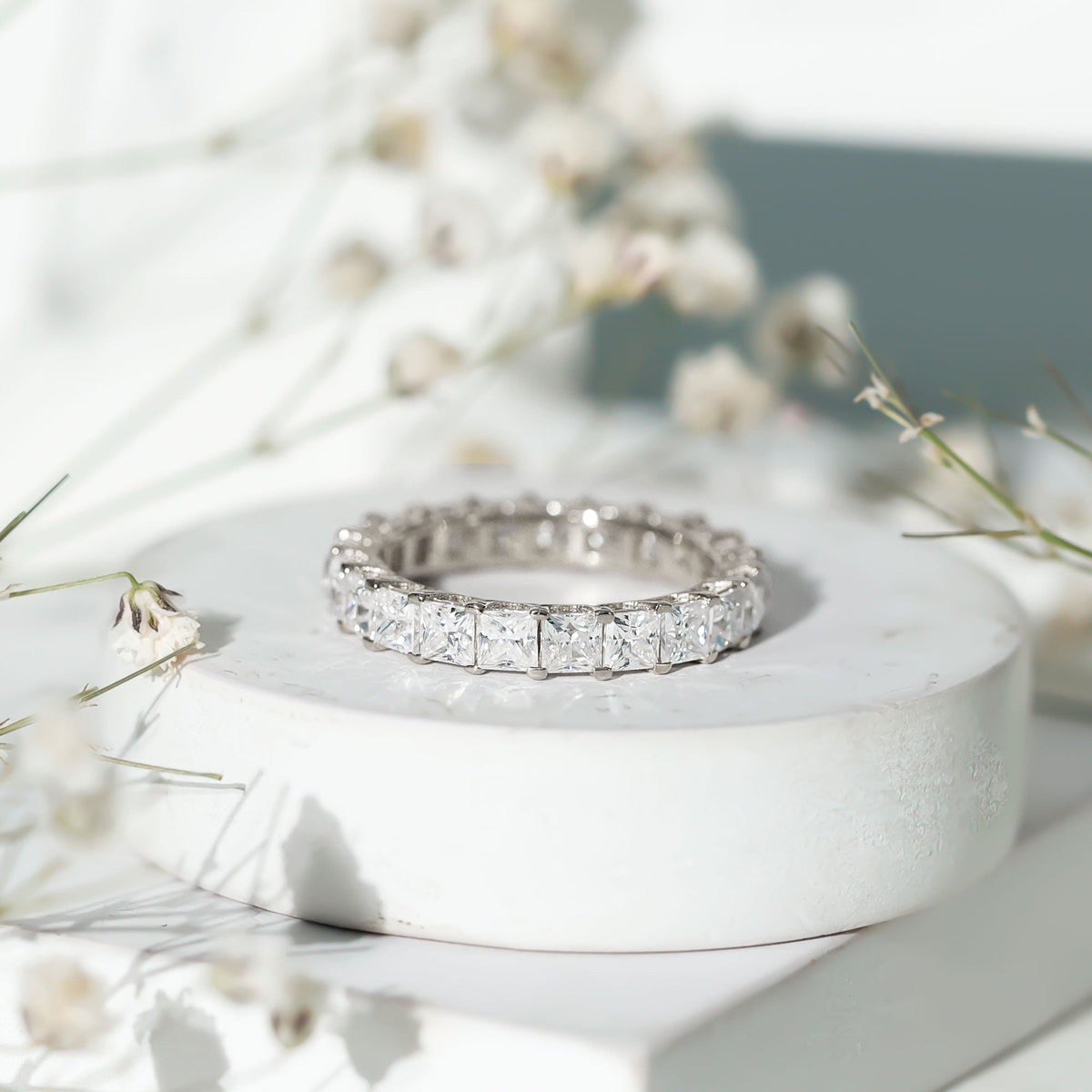 Princess Cut Moissanite Full Eternity Band Ring