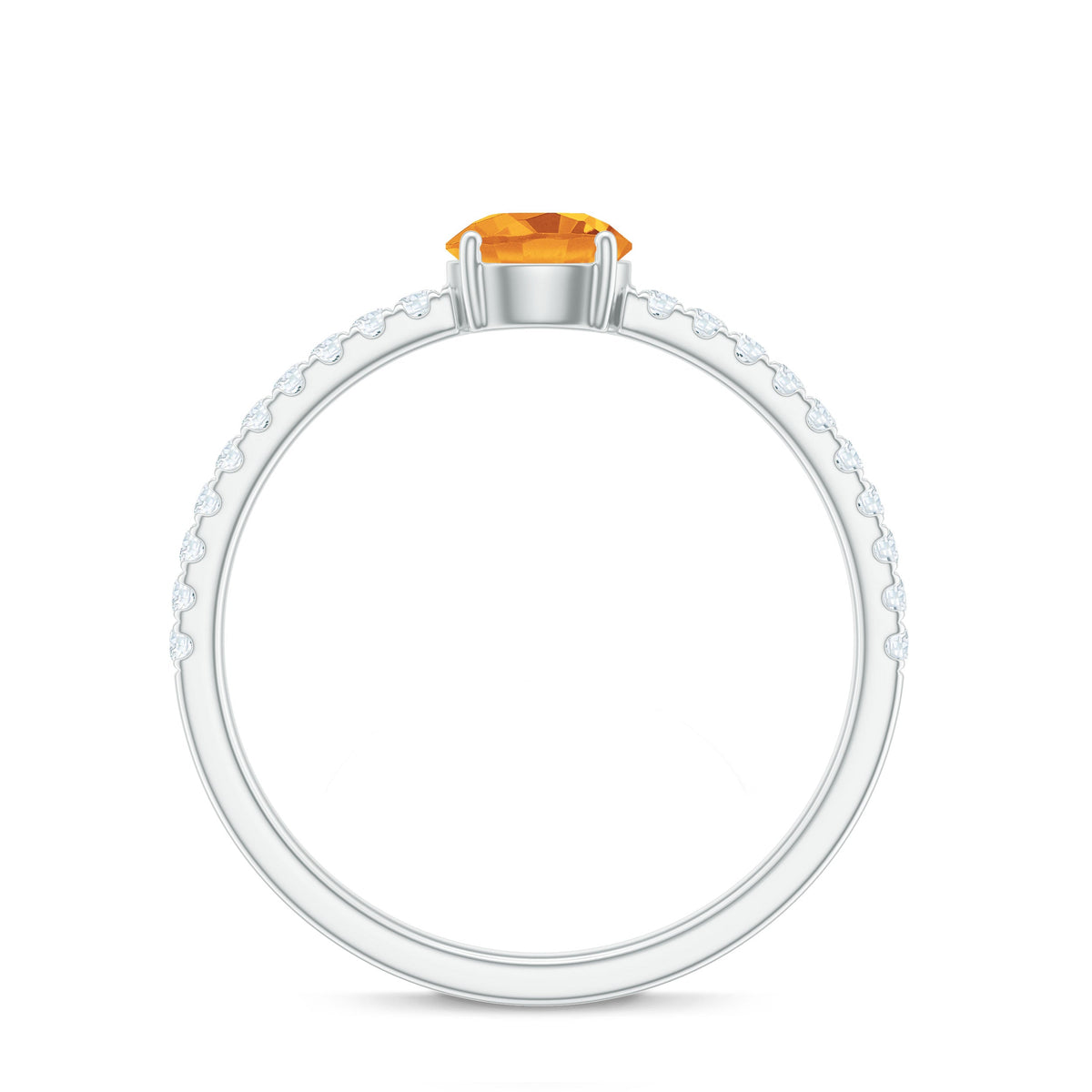 Natural Solitaire Citrine Minimal Engagement Ring with Diamond