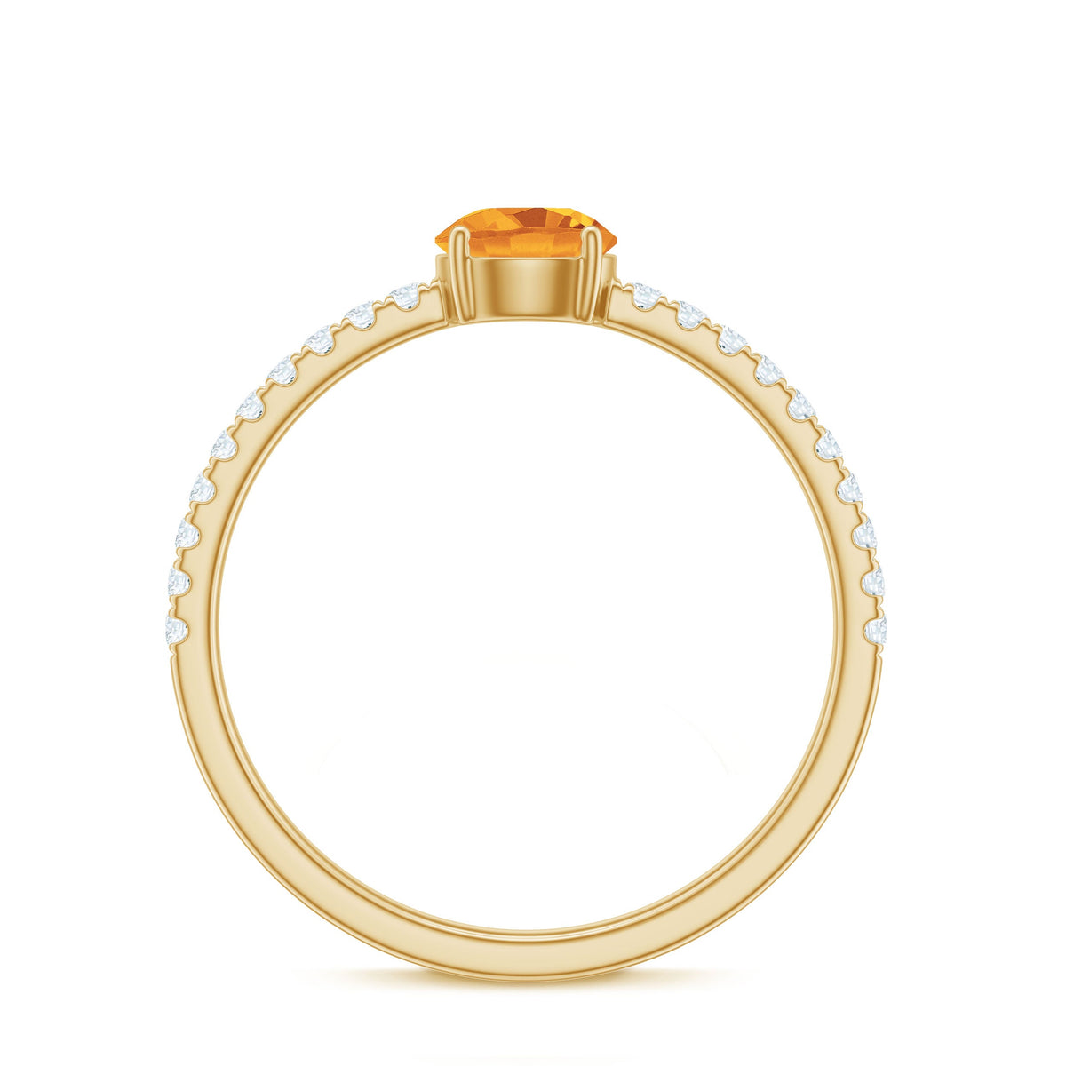 Natural Solitaire Citrine Minimal Engagement Ring with Diamond