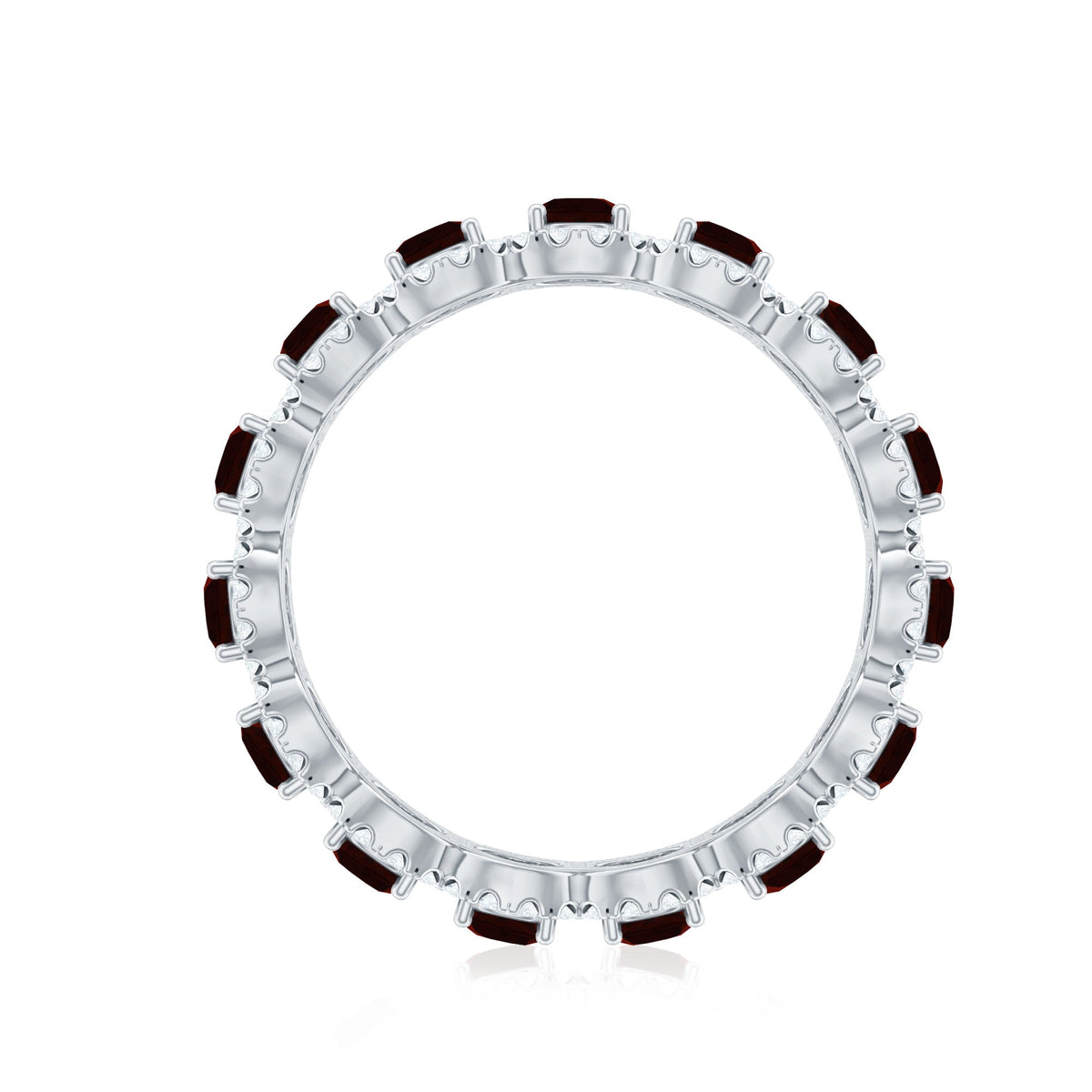 Genuine Garnet Eternity Wedding Band with Moissanite