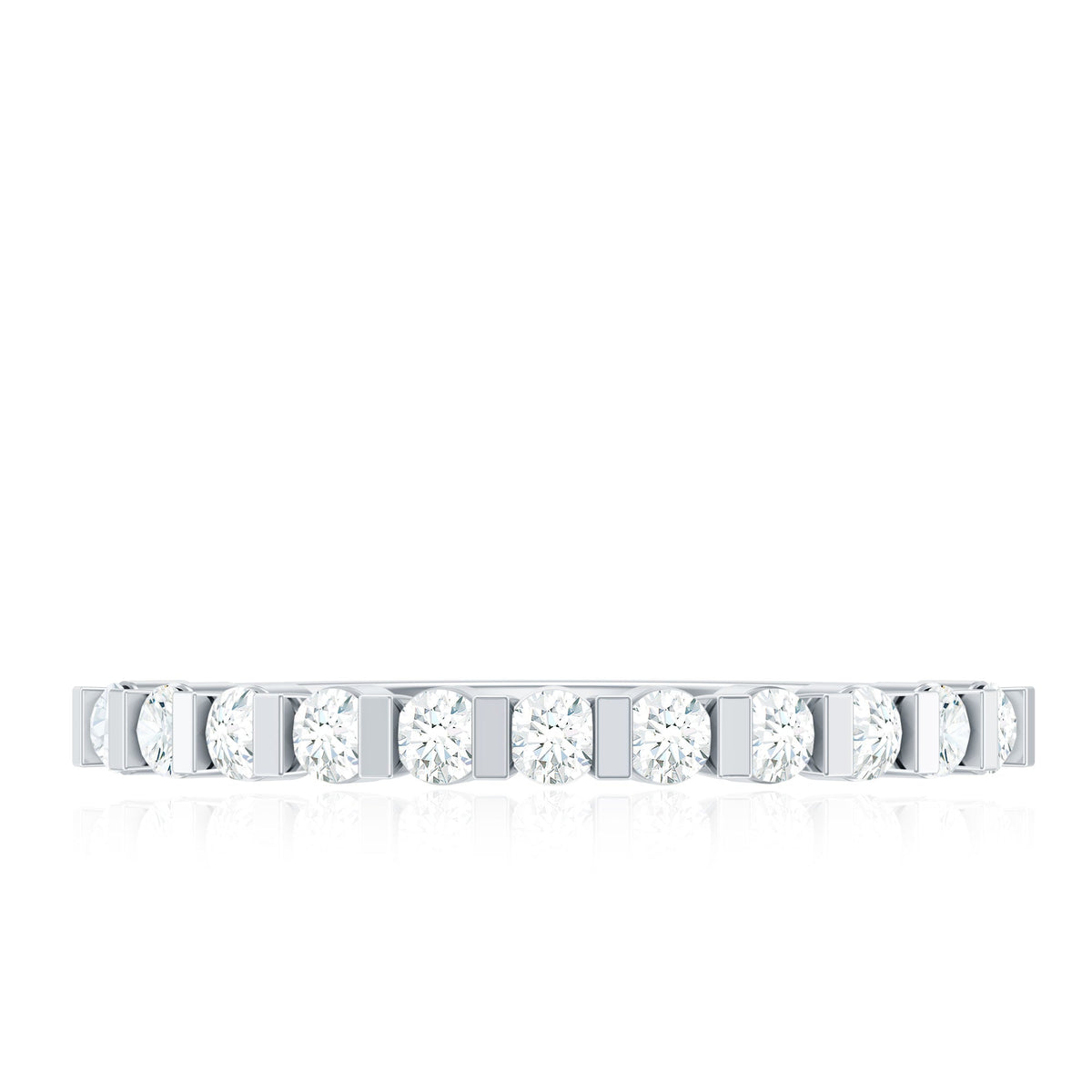 Minimalist Moissanite Half Eternity Stackable Ring