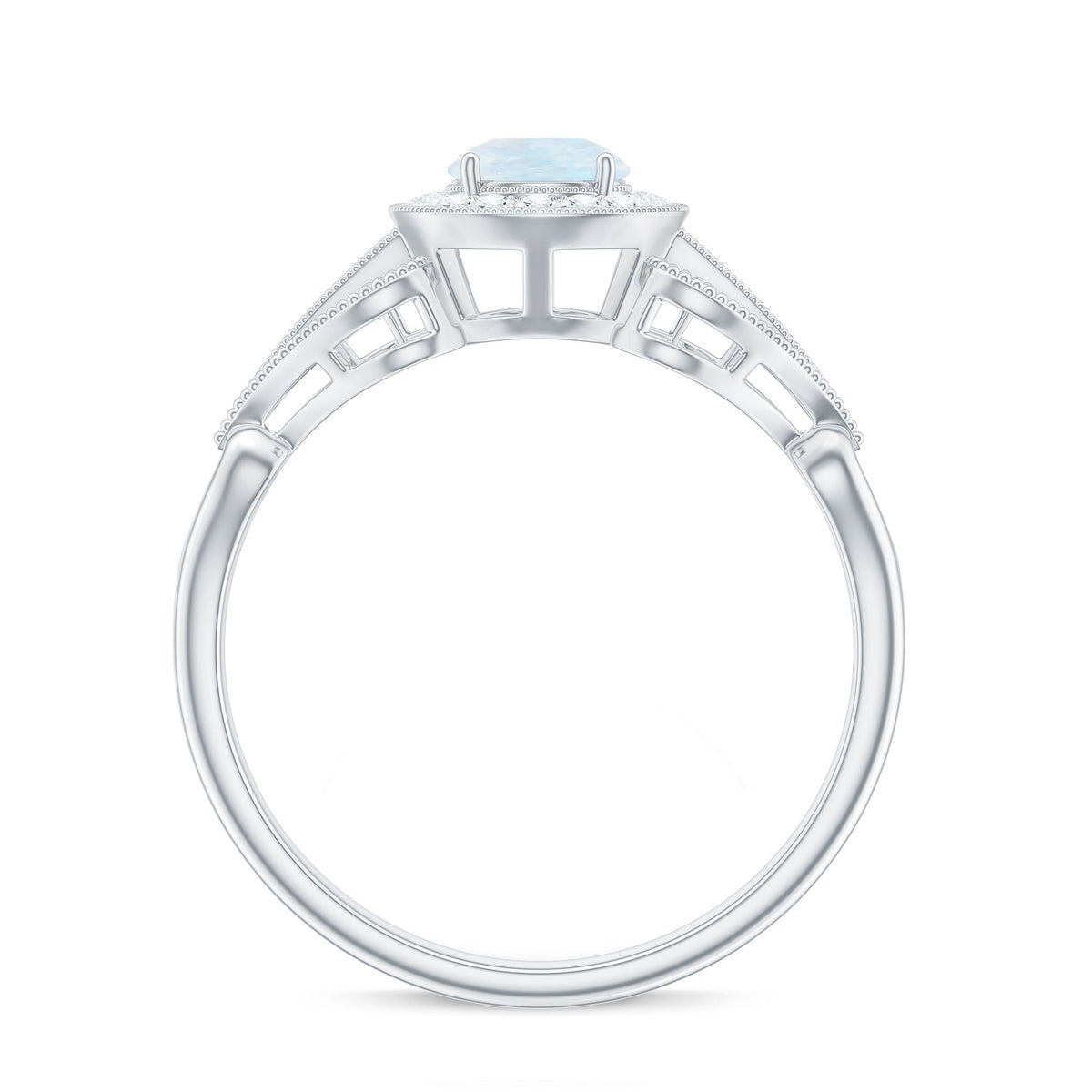 Vintage Inspired Moonstone and Diamond Engagement Ring